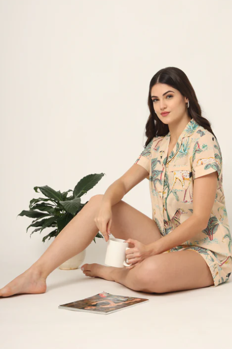 Sunrise Collection Floral Print Pure Cotton Regular Night Suit