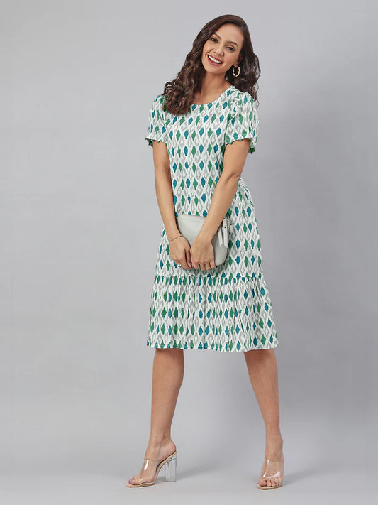 ✨ Sunrise Collection – Stylish Printed Midi Dress ✨