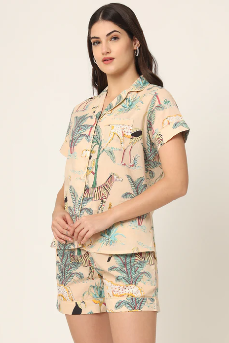 Sunrise Collection Floral Print Pure Cotton Regular Night Suit