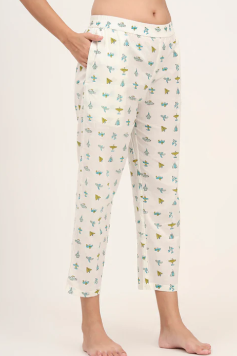 Sunrise Collection Cream Cotton Printed Night Suit Set