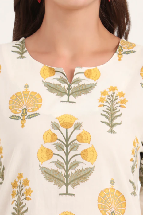 Sunrise Cream Printed Cotton Night Suit Sets