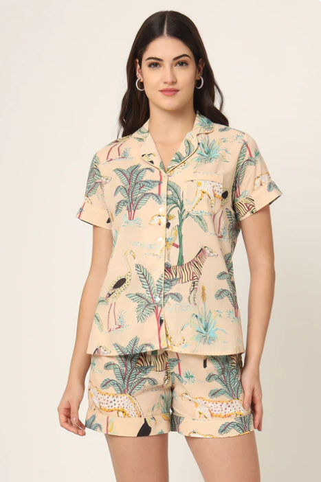 Sunrise Collection Floral Print Pure Cotton Regular Night Suit
